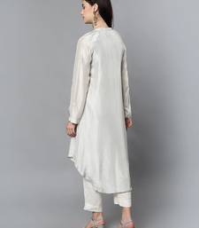 Off white chanderi silk plain kurta set