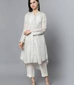 Off white chanderi silk plain kurta set