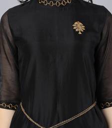 Black silk plain kurta set