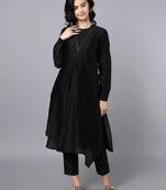 Black chanderi silk plain kurta set