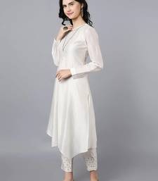Off white chanderi silk plain kurta set