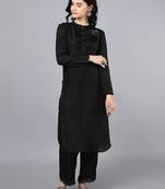 Black silk plain kurta set
