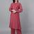 Red chanderi silk floral print kurta set