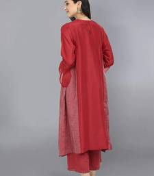 Red silk plain kurta set
