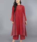 Red silk plain kurta set