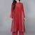 Red silk plain kurta set