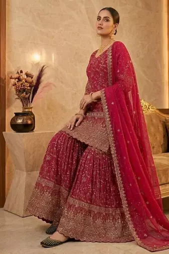 designer rani-pink sharara suit