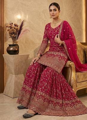 designer rani-pink sharara suit 4