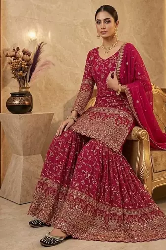 designer rani-pink sharara suit