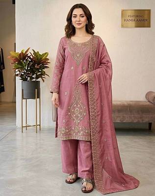 designer party wear gimmy silk top-plazzo and dupatta with heavy embroidery beads work 1