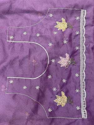 Purple Color Multi thread embroidery cut work Georgette Saree 3