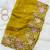 Yellow Color Multi thread embroidery cut work Georgette Saree