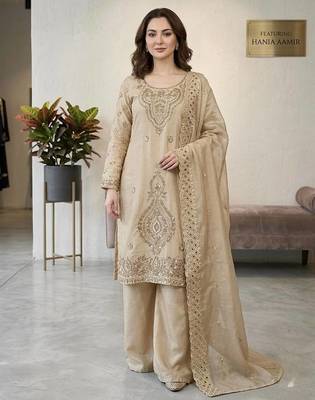 designer party wear gimmy silk top-plazzo and dupatta with heavy embroidery beads work 1