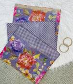 Purple Color Digital floral print Tissue Saree