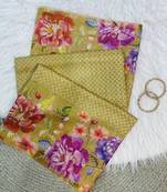 Yellow Color Digital floral print Tissue Saree