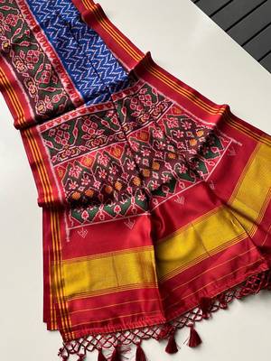 Blue Color patola Print art silk saree 1