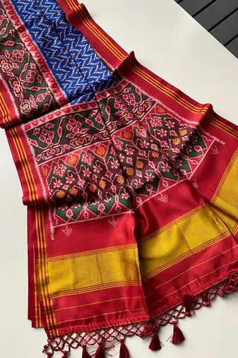 Blue Color patola Print Silk Saree