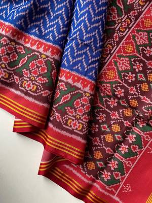 Blue Color patola Print art silk saree 2