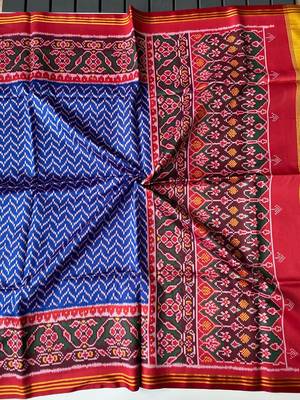 Blue Color patola Print art silk saree 3