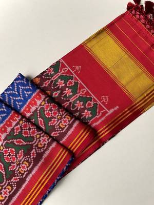 Blue Color patola Print art silk saree 4