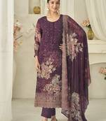 wine pure georgette embroidered dress material