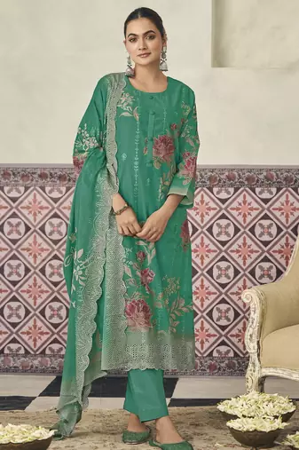  green lawn cotton digital printed dress material