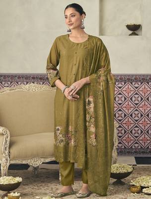  mustard lawn cotton digital printed dress material 1