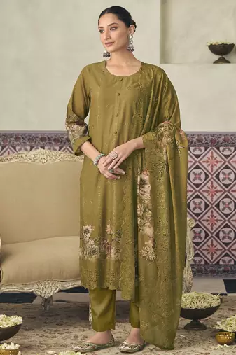  mustard lawn cotton digital printed dress material