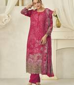  magenta pure georgette embroidered dress material