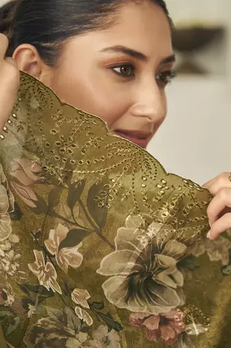  mustard lawn cotton digital printed dress material