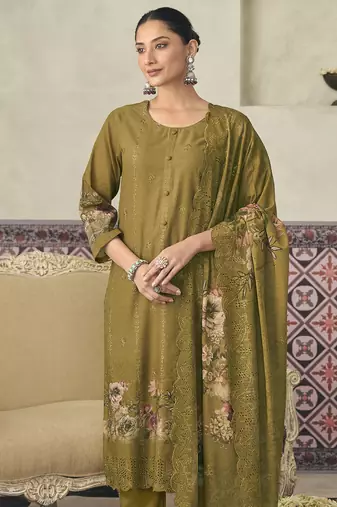  mustard lawn cotton digital printed dress material