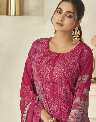  magenta pure georgette embroidered dress material 2