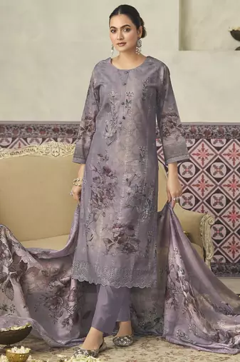  violet lawn cotton digital printed dress material