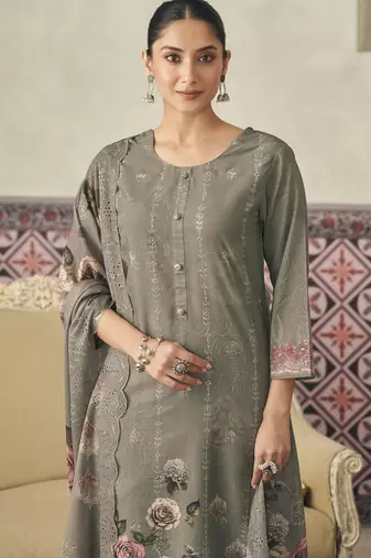  grey lawn cotton digital printed dress material