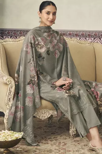  grey lawn cotton digital printed dress material