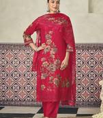  magenta lawn cotton digital printed dress material