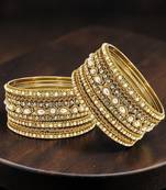 Set of 10 antique gold plated beads embellished chuda set