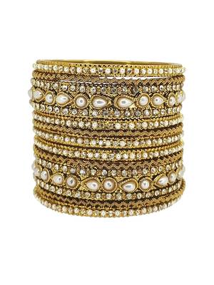 Set of 10 antique gold plated beads embellished chuda set 2