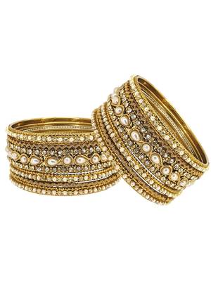 Set of 10 antique gold plated beads embellished chuda set 3