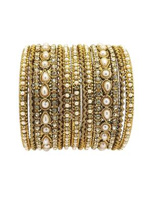 Set of 10 antique gold plated beads embellished chuda set 4