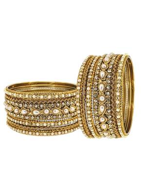 Set of 10 antique gold plated beads embellished chuda set 5