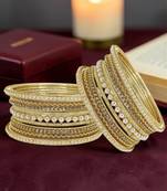 Gold toned set of 14 cz embellished bridal chuda set