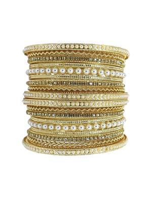 Gold toned set of 14 cz embellished bridal chuda set 2