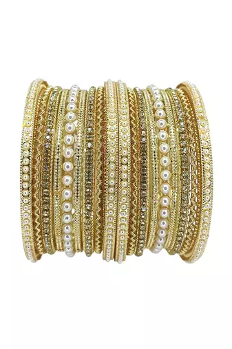 Gold toned set of 14 cz embellished bridal chuda set