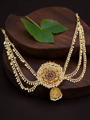 Gold plated south indian bun pin head jewellery 1