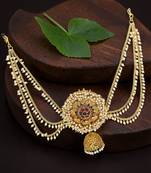 Gold plated south indian bun pin head jewellery