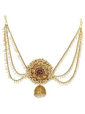 Gold plated south indian bun pin head jewellery 2