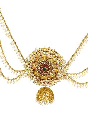 Gold plated south indian bun pin head jewellery 3