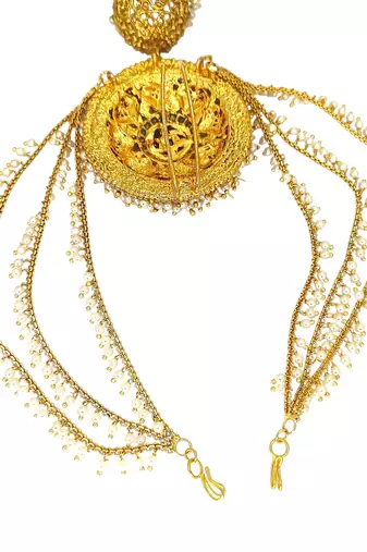 Gold plated south indian bun pin head jewellery