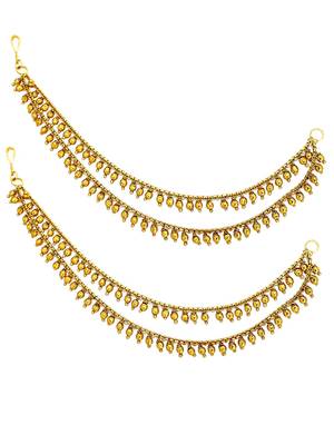 Gold plated two layered beaded earchain 2